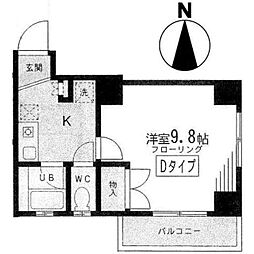オンデーヌ湘南 1Kの間取図画像