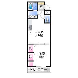 フジパレス草尾 1LDKの間取図画像