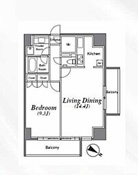 アジリア南麻布J`s 13階1LDKの間取り