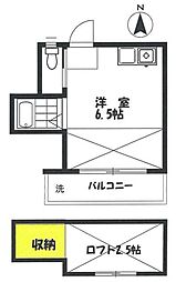 フラット鷹の台 ワンルームの間取図画像