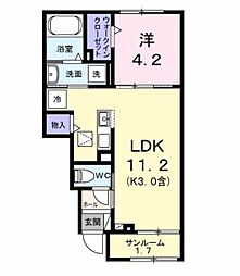 ヴィラソフィア 1LDKの間取図画像