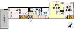 セレスティア東尾久II 2LDKの間取図画像