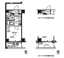 ParkAxis横浜井土ヶ谷 1Kの間取図画像