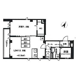 YMK南麻布 1LDKの間取図画像