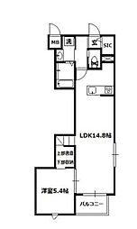 東川口HB 1LDKの間取図画像