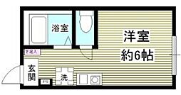 ヒルズ三ッ沢下町B棟 ワンルームの間取図画像