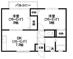 シャンブルクレール2 2DKの間取図画像