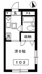 ハレクラニ ワンルームの間取図画像