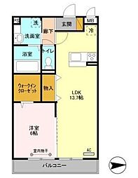 メゾン・ド・リアン 1LDKの間取図画像
