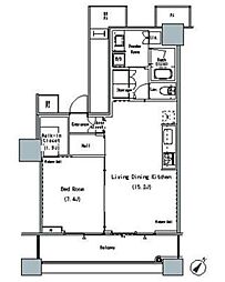 ザ・東京タワーズミッドタワー 6階1LDKの間取り
