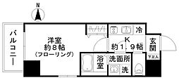 西田マンション 2階1Kの間取り