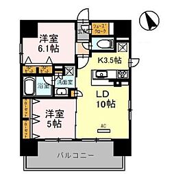 プレサンス四天王寺 2LDKの間取図画像