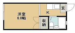 学園台ハイツ 1階1Kの間取り