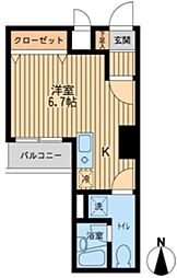 ドゥーエ西大島 ワンルームの間取図画像