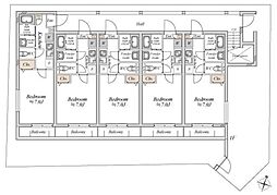 エフプレスト岸町 2階1Kの間取り
