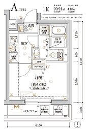 ECREDE横濱吉野町 1Kの間取図画像