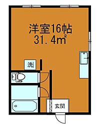 コーポ入江 1階ワンルームの間取り