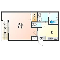 フジパレス若江岩田2番館 1Kの間取図画像