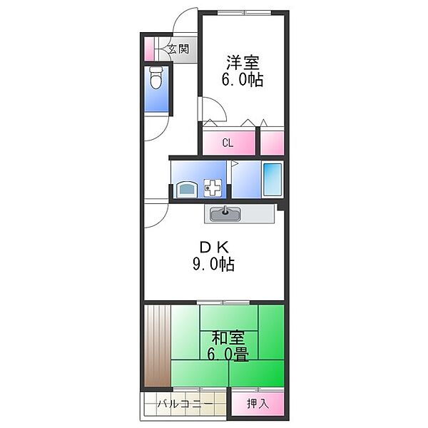 メゾンホレスト ｜大阪府大阪市住吉区大領２丁目(賃貸マンション2DK・2階・53.94㎡)の写真 その2