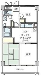 若葉グリーンプラザ八番館 3DKの間取図画像