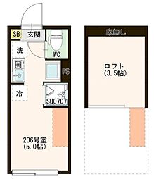 Dimora Tranquilla Hikarigaoka ワンルームの間取図画像