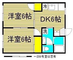 ひまわりハイツ 2DKの間取図画像