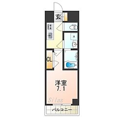Osaka Metro中央線 高井田駅 徒歩8分の賃貸マンション 6階1Kの間取り