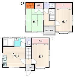 鈴蘭台南町貸家 1階3DKの間取り