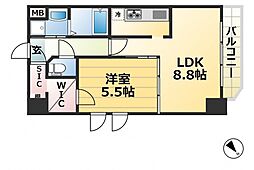 S・RESIDENCE神戸磯上通 1LDKの間取図画像