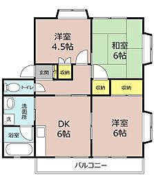 メゾンパストラル 3DKの間取図画像