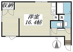 ラピス上北沢2 ワンルームの間取図画像