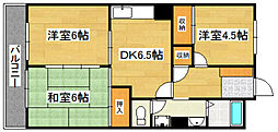 レジデンス中村 3DKの間取図画像
