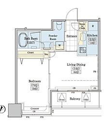 レジディアタワー上池袋 タワー棟 15階1LDKの間取り