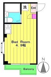 ビバリーヒルズC棟 ワンルームの間取図画像
