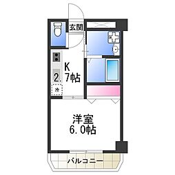 双輪建物第八コーポ 1Kの間取図画像