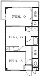 ハイツK&T 2DKの間取図画像