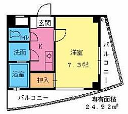 ワールドビル2 1Kの間取図画像