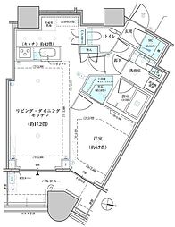 パークタワー勝どきサウス 1LDKの間取図画像