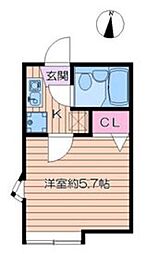 ヴィラ一之江D 1Kの間取図画像