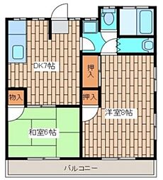 コーポ吉田 2DKの間取図画像