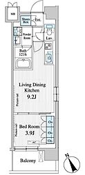 プレノ清澄庭園 1LDKの間取図画像