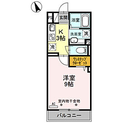 コットンハウス 1Kの間取図画像