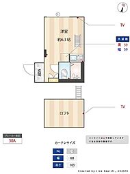 G・Aヒルズ下末吉 ワンルームの間取図画像