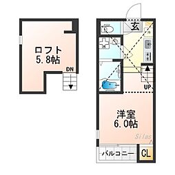 ハーモニーテラス桃山町西町 ワンルームの間取図画像