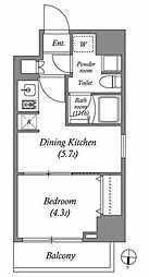 江東区亀戸2丁目マンション 1DKの間取図画像
