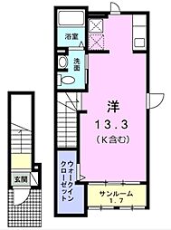 モンテセレノ2 1Kの間取図画像