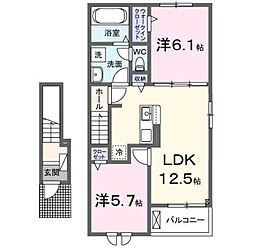 エミール 2LDKの間取図画像