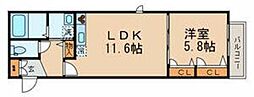 シャーメゾン内沼B 1LDKの間取図画像