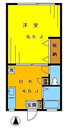 エミユー中板橋 1Kの間取図画像