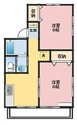 コーポ樹 2DKの間取図画像